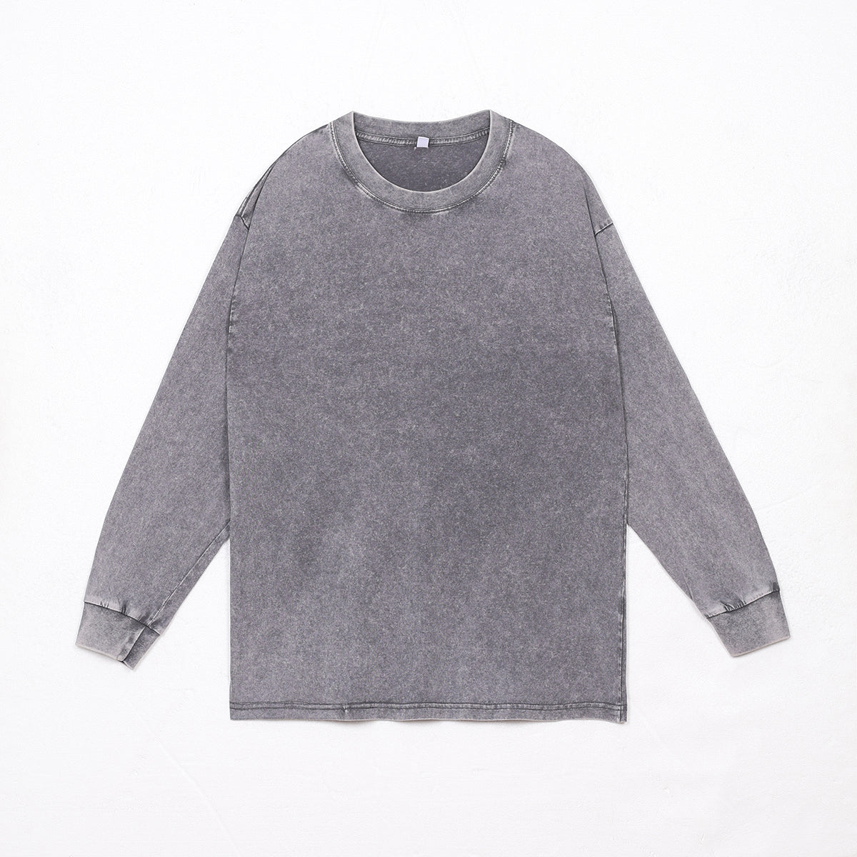 100% cotton, 230g heavyweight vintage distressed washed drop shoulder long-sleeve oversized t-shirt