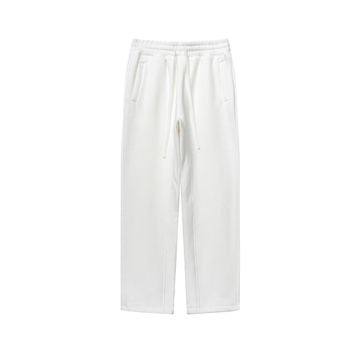 Men's 350GSM Hip Hop Casual Trousers Solid Loose Sports Pants Fleece Straight-Leg Pants Custom Printed Logo Pants