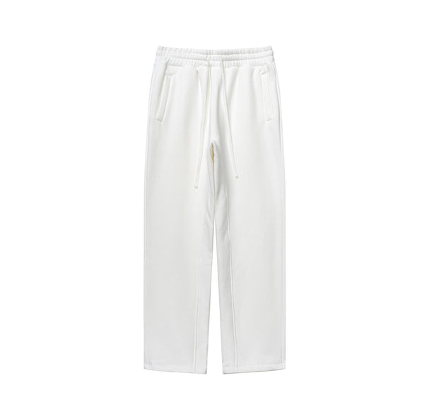 Men's 350GSM Hip Hop Casual Trousers Solid Loose Sports Pants Fleece Straight-Leg Pants Custom Printed Logo Pants